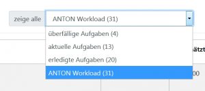 Auswahlliste ANTONs Workload