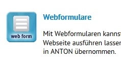 Modul Webformulare in ANTON