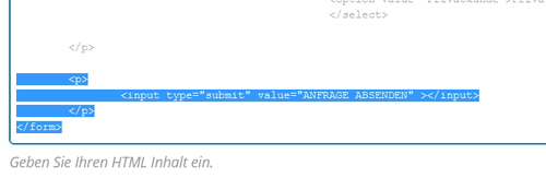 Formular Code Ã¼berschreiben