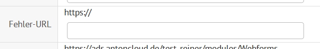 Feld fÃ¼r Fehler URL