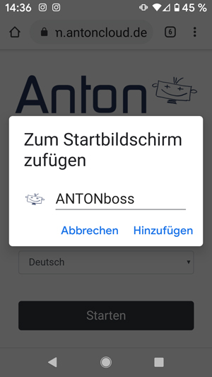 ANTONboss mobil hinzufÃ¼gen